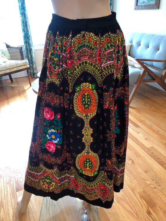 1970’s Floral Maxi Skirt, Vintage Neon Floral Lon… - image 5