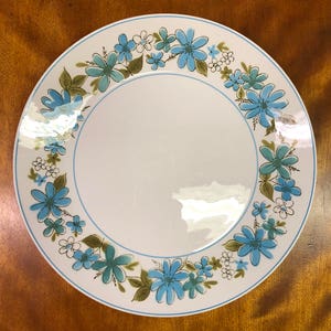 Vintage Mikasa Cera Stone “Maggi” Round Platter, 3149-B, Mid Century Mikasa Large Round Plate, Vintage Blue, Turquoise & Green Round Platter