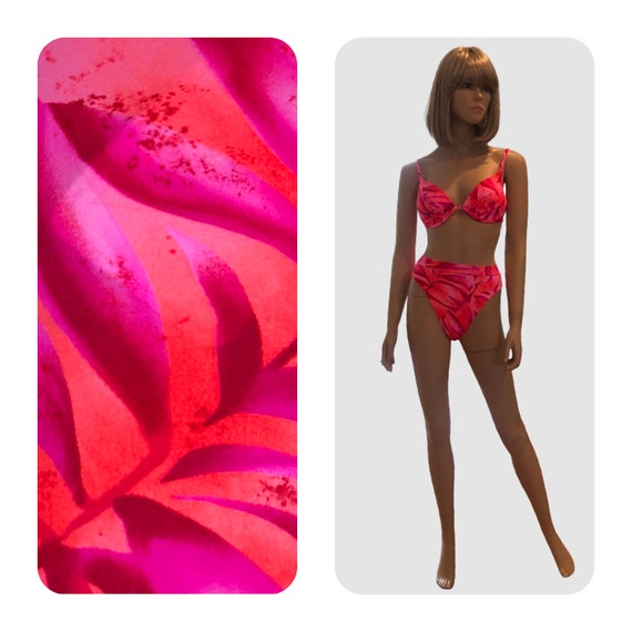 1980s Deadstock Venus Swimwear Bikini, Vintage Neon Pink Two Piece