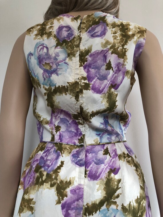 1950’s Floral Sheath Dress, Size Small, Lavender,… - image 5