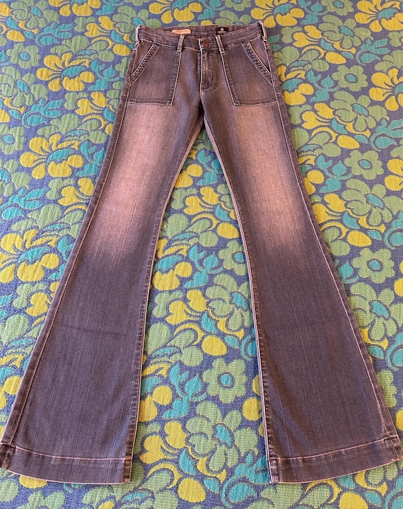 The Goldie Patch Pocket Bell Bottom Jeans Made By Adriano Goldschmied, Size 26