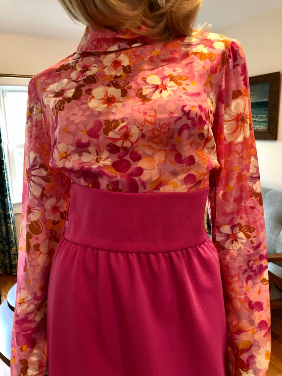1970’s Pink Floral Maxi Dress, 70’s Pink Hawaiian… - image 5