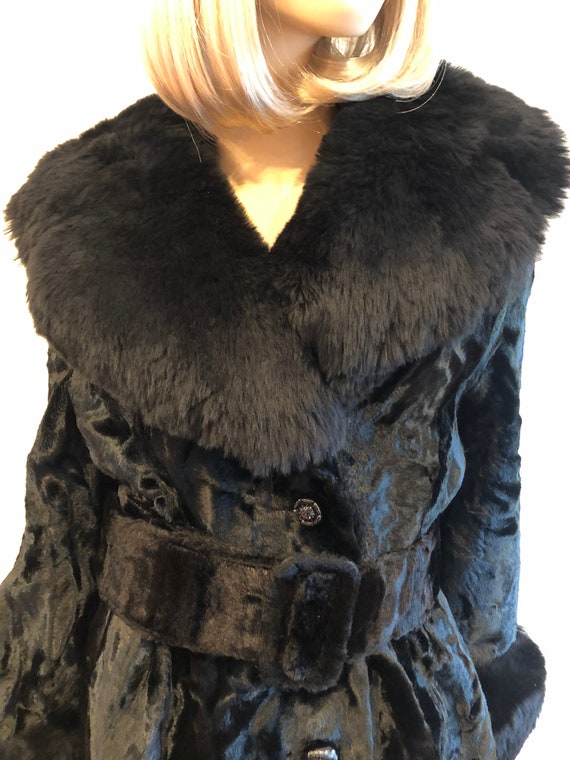 1960’s Black Faux Fur Coat,  60’s Faux Fur Jacket… - image 4