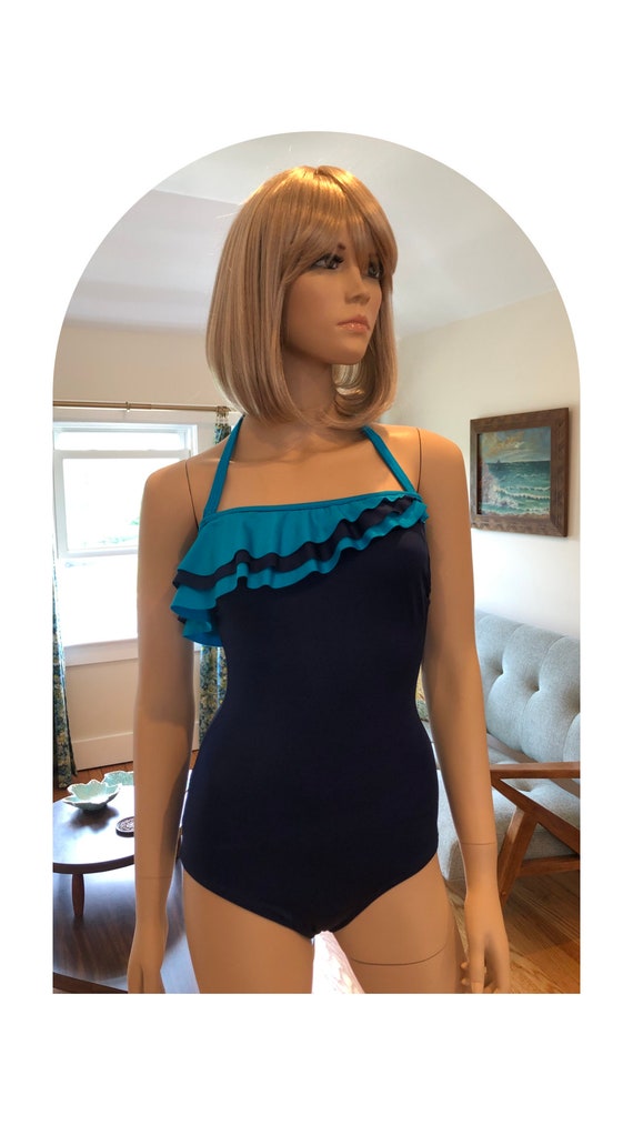 1970’s One Piece Sirena Swimsuit, Vintage 70’s Nav