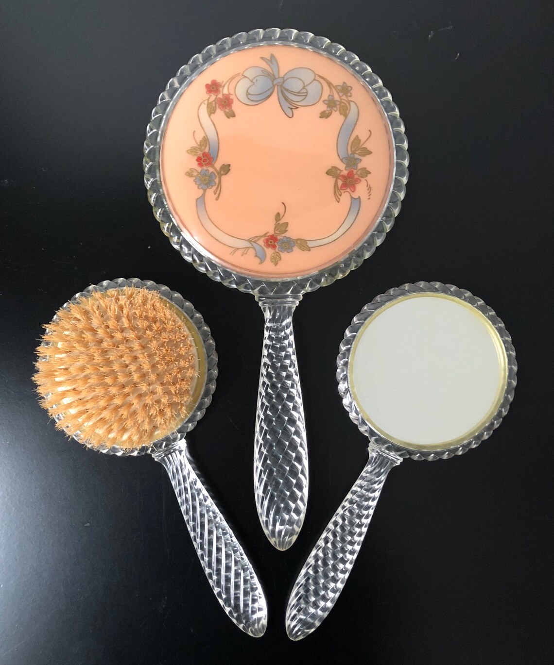 1950s Lucite 3 Piece Vanity Set Vintage Clear Plastic Mirror - Etsy