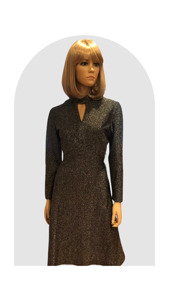 1970’s Lurex Dress, Vintage Black & Silver Lurex D