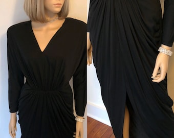 Vintage Guy LaRoche Black Dress, Guy Laroche Boutique Collection Paris, Size Medium, Late 70’s Early 80’s Designer Dress, Red Carpet