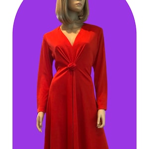 1970’s Short Red Dress, Vintage Little Red Dress, Studio 54,  70’s Low Cut Disco Dress, Medium / Large