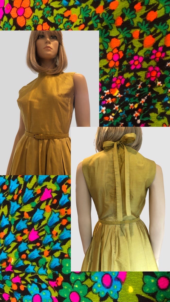 1950’s Chartreuse Green Swing Dress With Original… - image 1