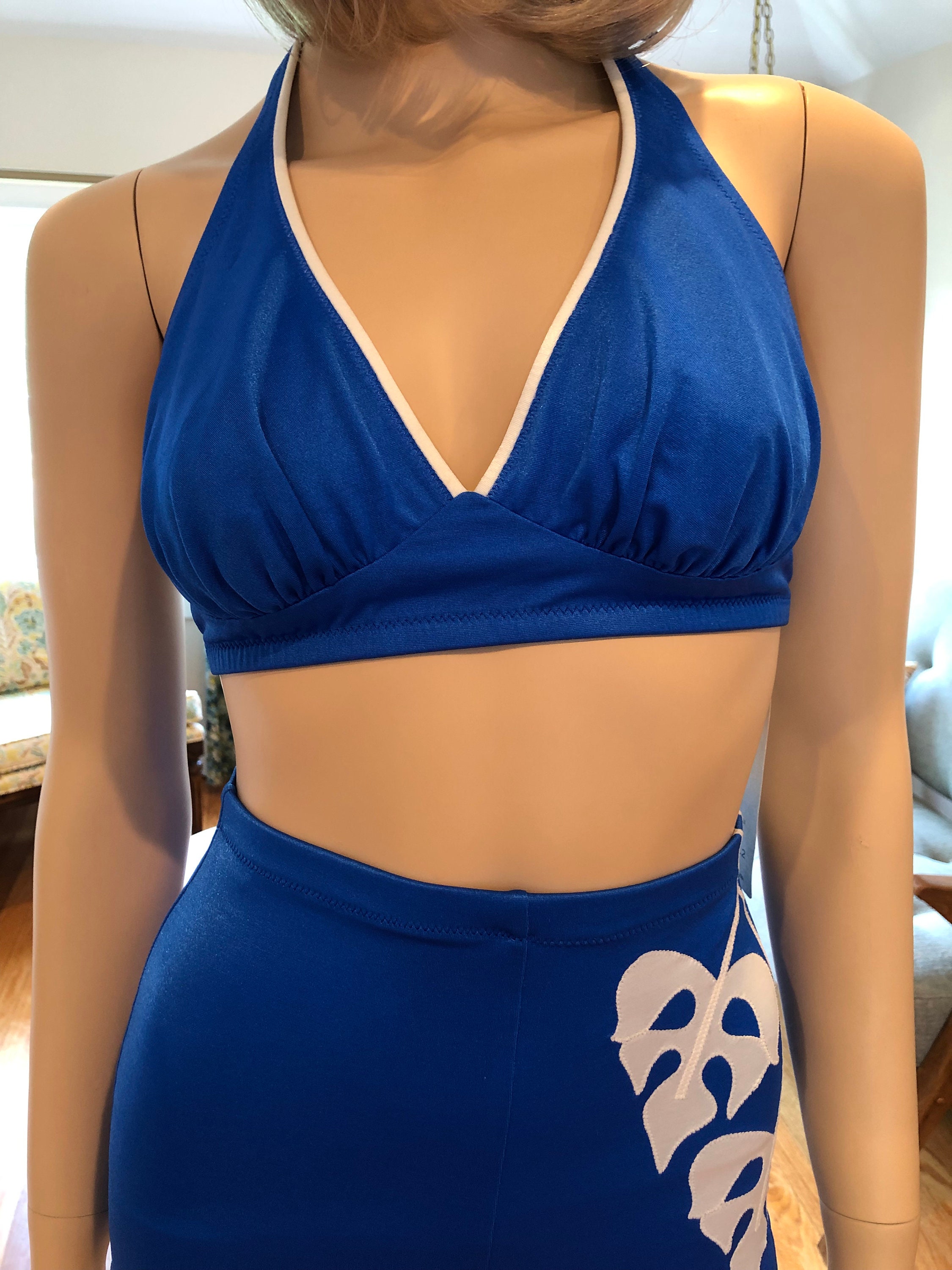 1960's Deweese Swimsuit, Vintage Royal Blue 2 Piece Bikini