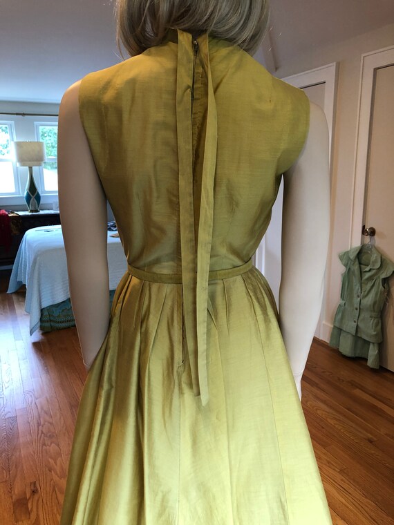 1950’s Chartreuse Green Swing Dress With Original… - image 8