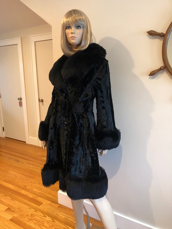 1960’s Black Faux Fur Coat,  60’s Faux Fur Jacket… - image 2