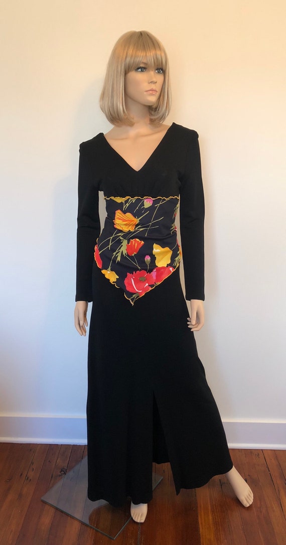 1970’s Black Maxi Dress, Size Small, Vintage Blac… - image 5