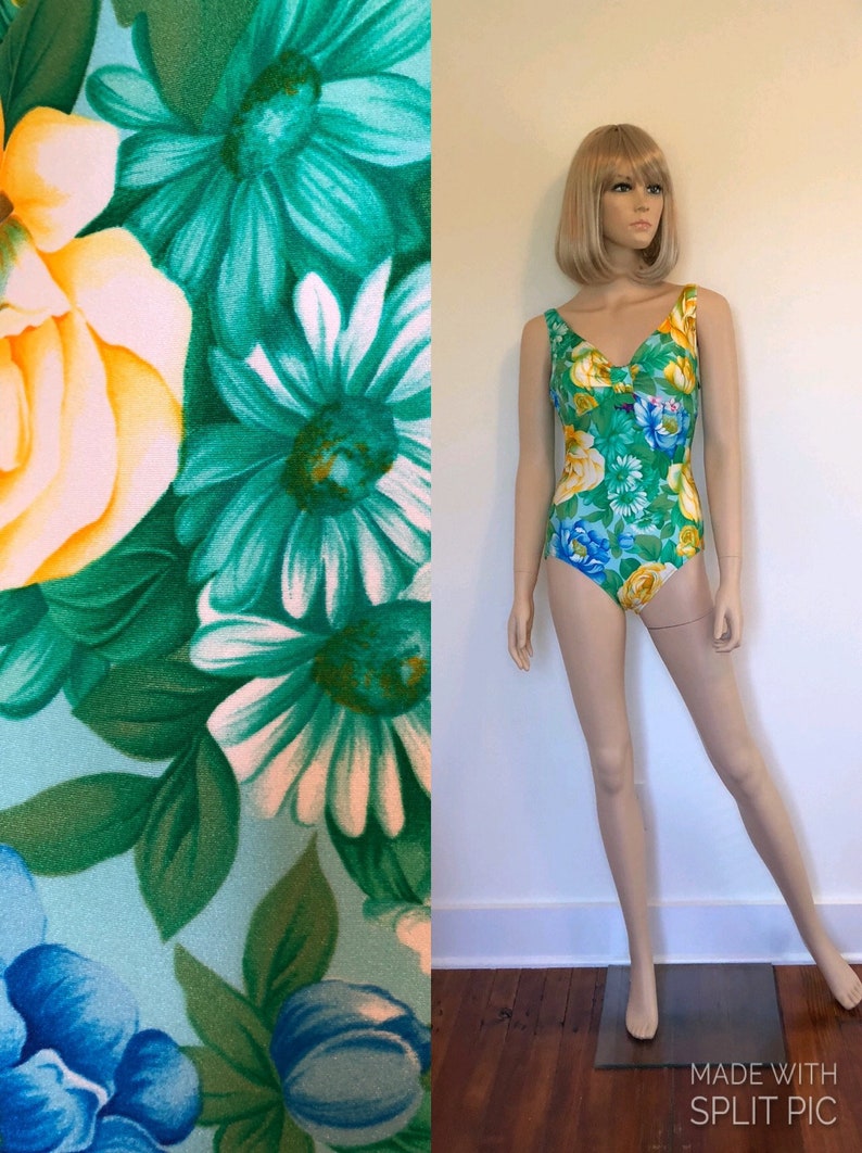 Vintage 70’s One Piece Bathing Suit, 1970’s Gottex Swimsuit, Size Small, Vintage Floral Swimwear, Tiki Oasis, 1970’s Floral Bathing Suit bild 1