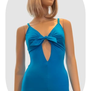 1970’s Blue One Piece Swimsuit, 70’s Sky Blue Bathing Suit Made By Sears, Farrah Fawcett, Size Small / Medium