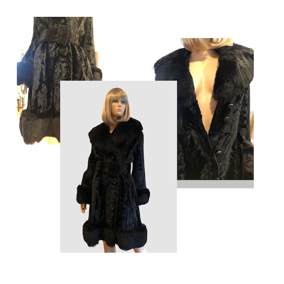 1960’s Black Faux Fur Coat,  60’s Faux Fur Jacket… - image 1