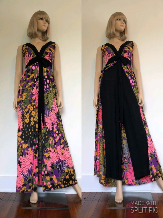 1960’s Floral Hawaiian Jumpsuit / Dress, Size Smal