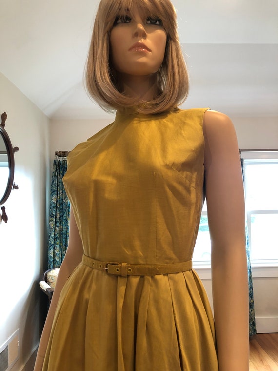 1950’s Chartreuse Green Swing Dress With Original… - image 3