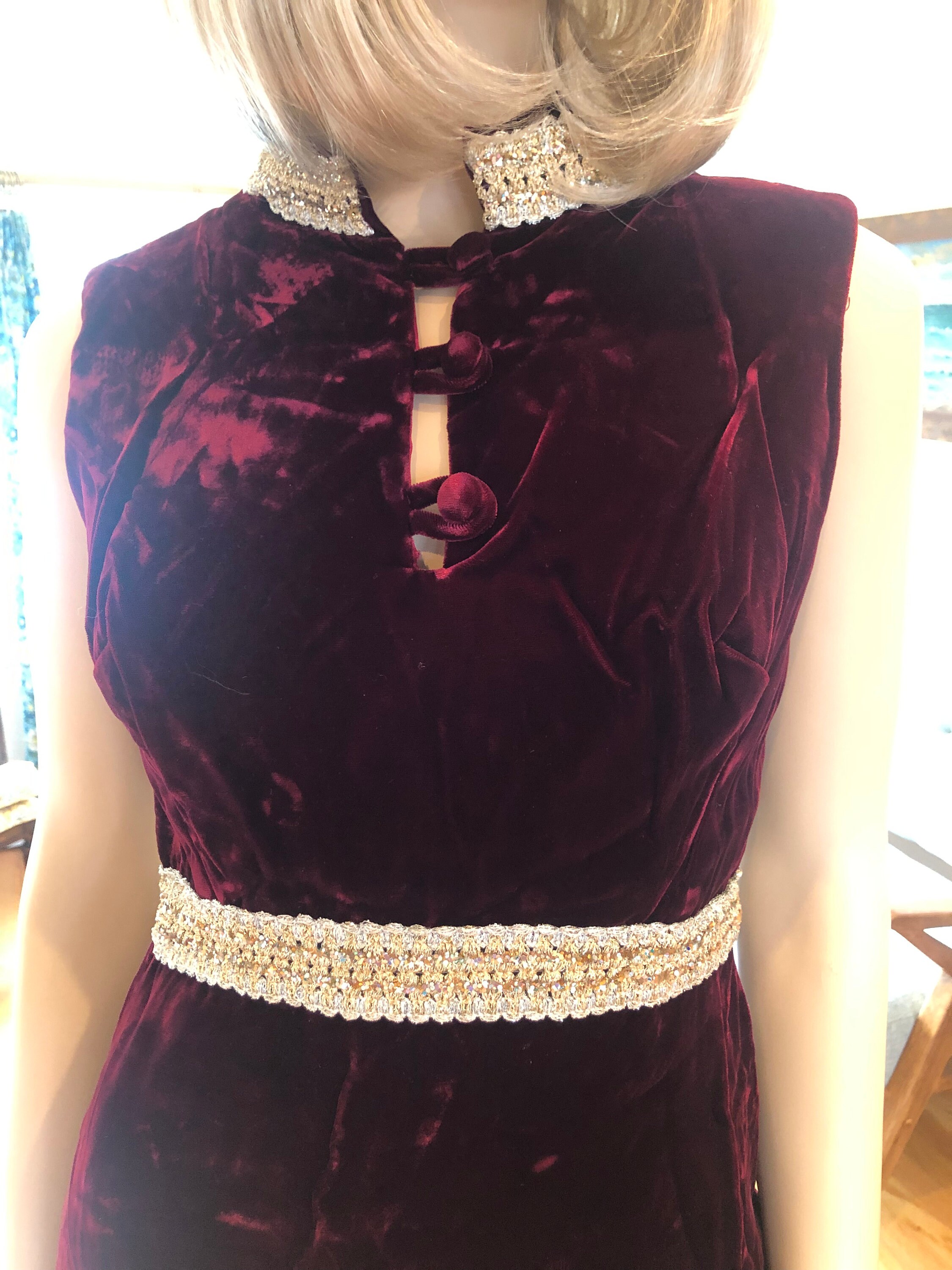 1960's Crushed Velvet Pattie Boyd Dress, Vintage 60's