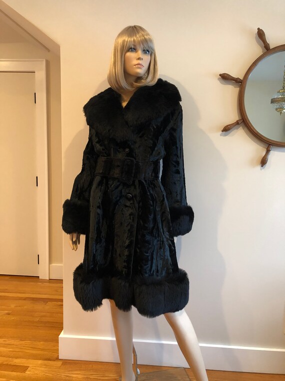 1960’s Black Faux Fur Coat,  60’s Faux Fur Jacket… - image 3