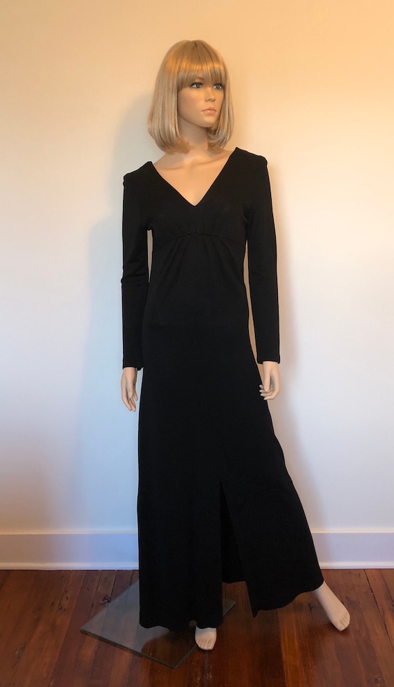 1970’s Black Maxi Dress, Size Small, Vintage Blac… - image 3