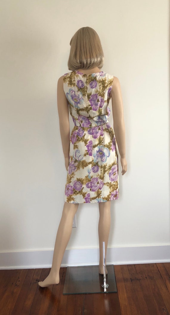 1950’s Floral Sheath Dress, Size Small, Lavender,… - image 6