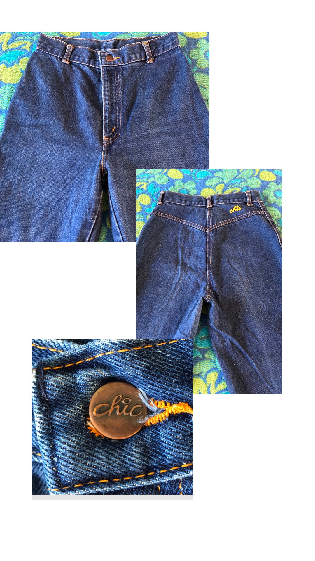 RANCHIC】side slit denim ribbon pants RANCLIC Side Slit Denim