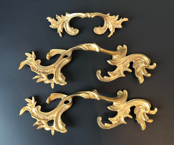 Vintage French Provincial Gold Toned Drawer Pulls Made In Etsy