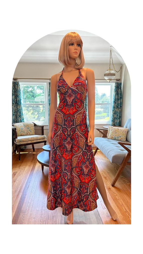 slim fit dress slacks Adia Paisley Halter Dress