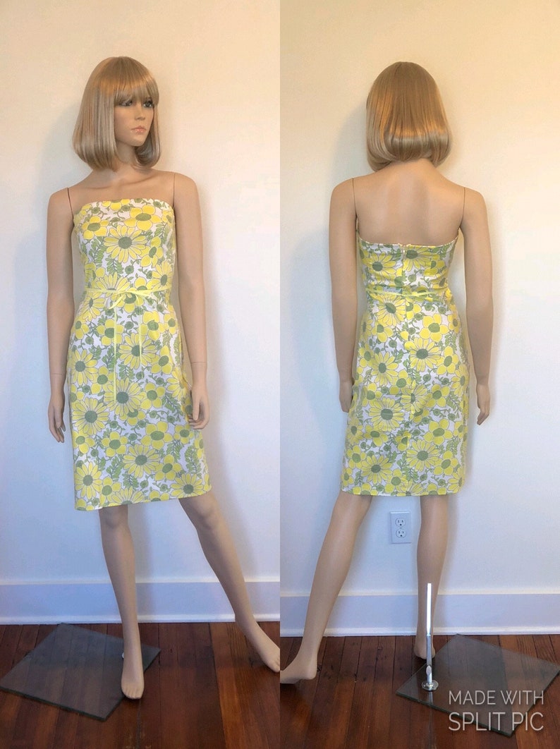 yellow strapless sundress
