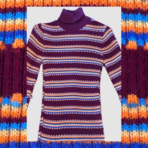 1970’s Bobbie Brooks Sweater, Vintage 70’s Deadstock Acrylic Striped Sweater, New With Tags, Size XS / Small