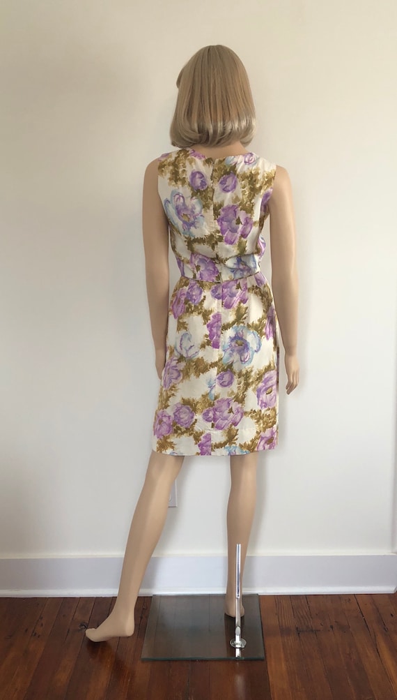 1950’s Floral Sheath Dress, Size Small, Lavender,… - image 7