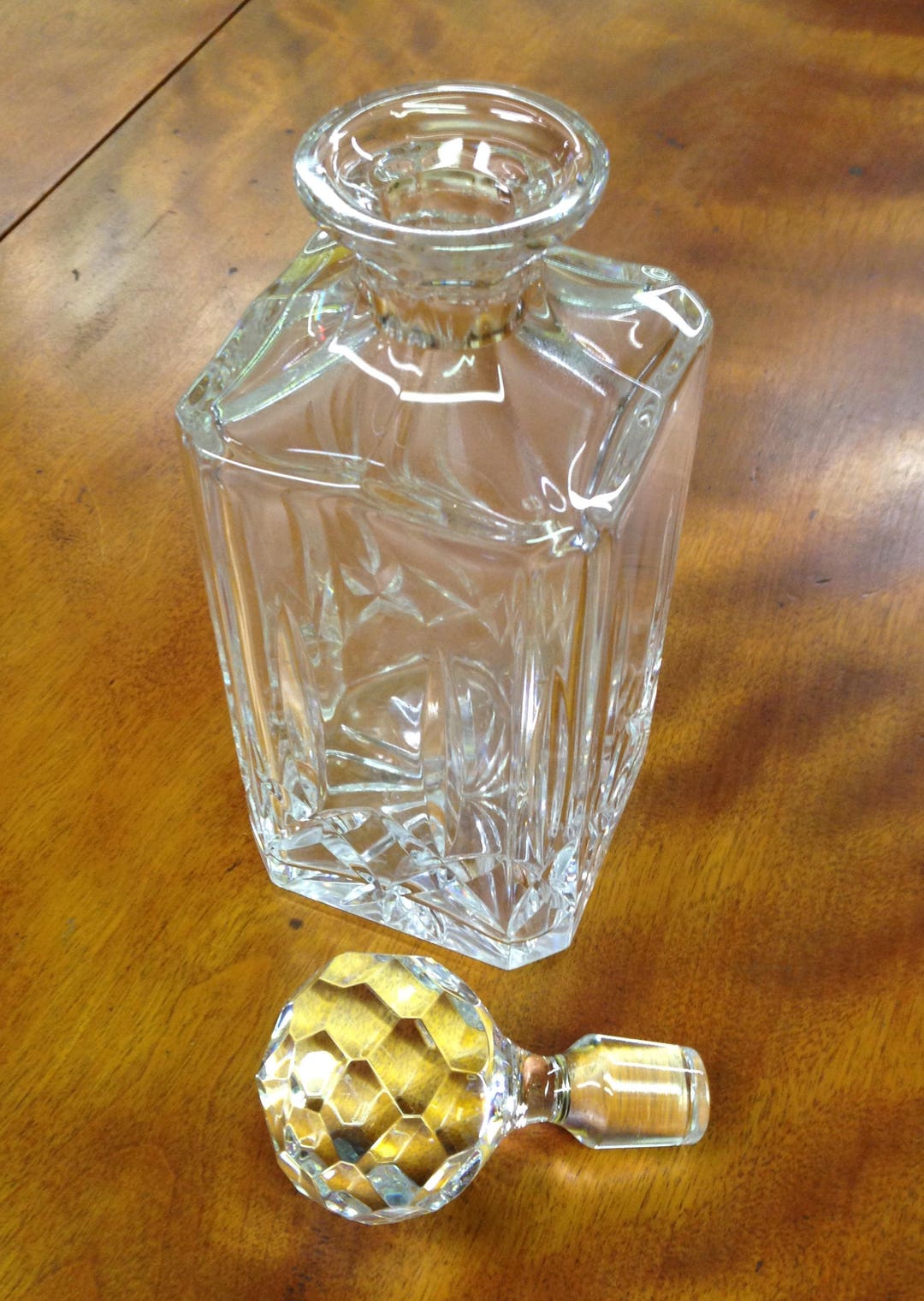 Vintage Cut Lead Crystal Whisky Decanter With Beautiful Round Etsy