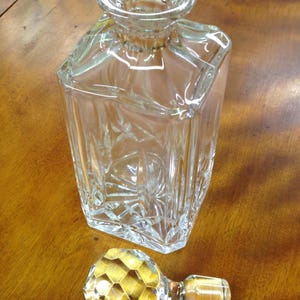 Vintage Cut Lead Crystal Whisky Decanter With Beautiful Round Faceted Stopper