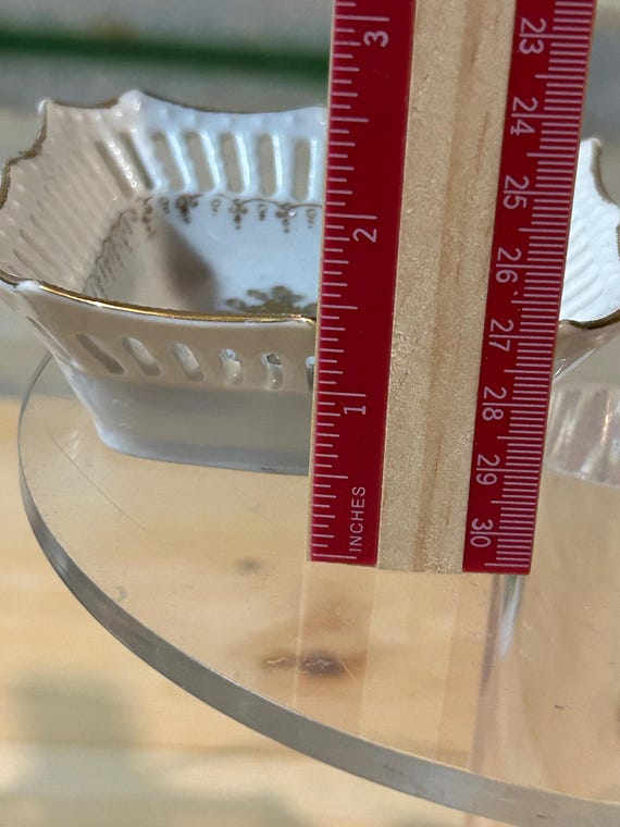 Set of Two Reticulated, Gold Gilded, Porcelain Tr… - image 5