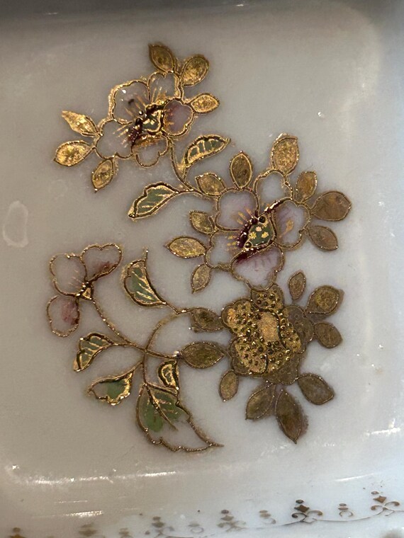 Set of Two Reticulated, Gold Gilded, Porcelain Tr… - image 4