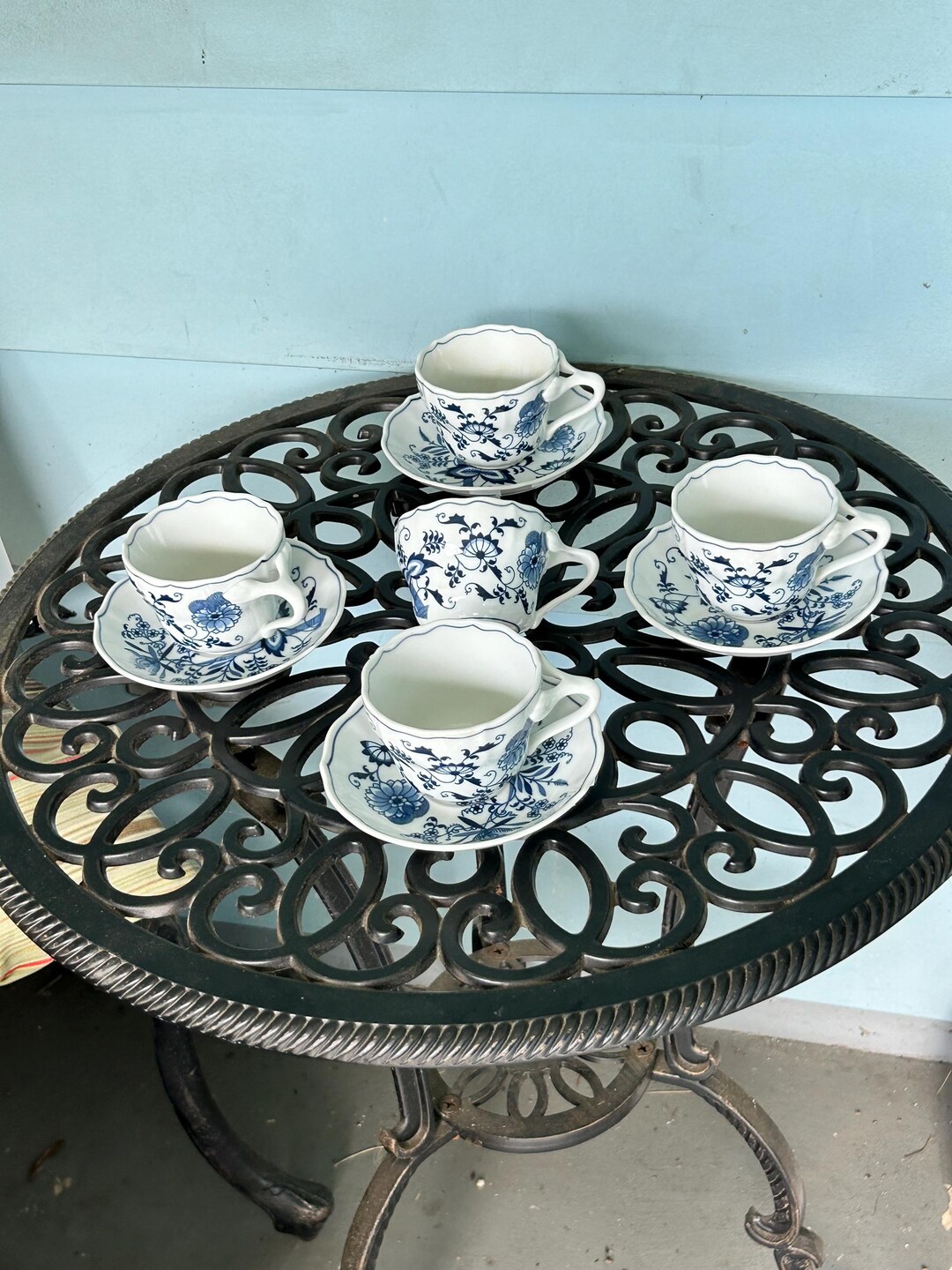 VTG Blue Danube Tea Cup and Saucer Set of Four W 1 Free Tea Cup Japan ...