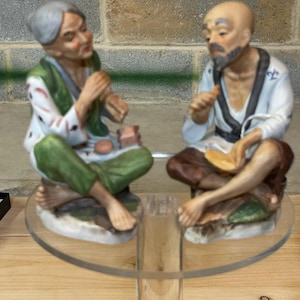 Vintage Chinese Man and Woman Porcelain Figurines 6.5 Inches Tall