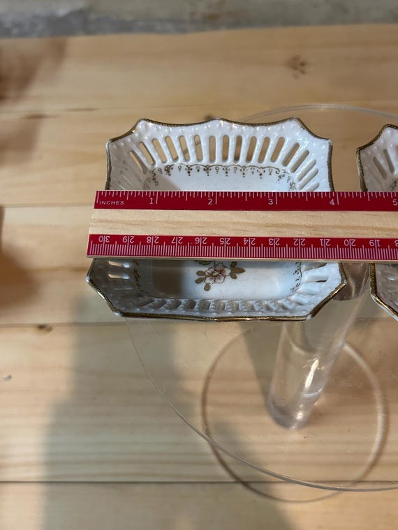 Set of Two Reticulated, Gold Gilded, Porcelain Tr… - image 6