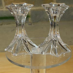 Mikasa Firestar Small Crystal Candle Holders Pair Star Pattern T9988/337 4.5&quot;