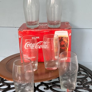 Vintage Libbey Coca-Cola Archiform Glasses 17 oz. Set Of Six Each Glass 6&quot; Tall
