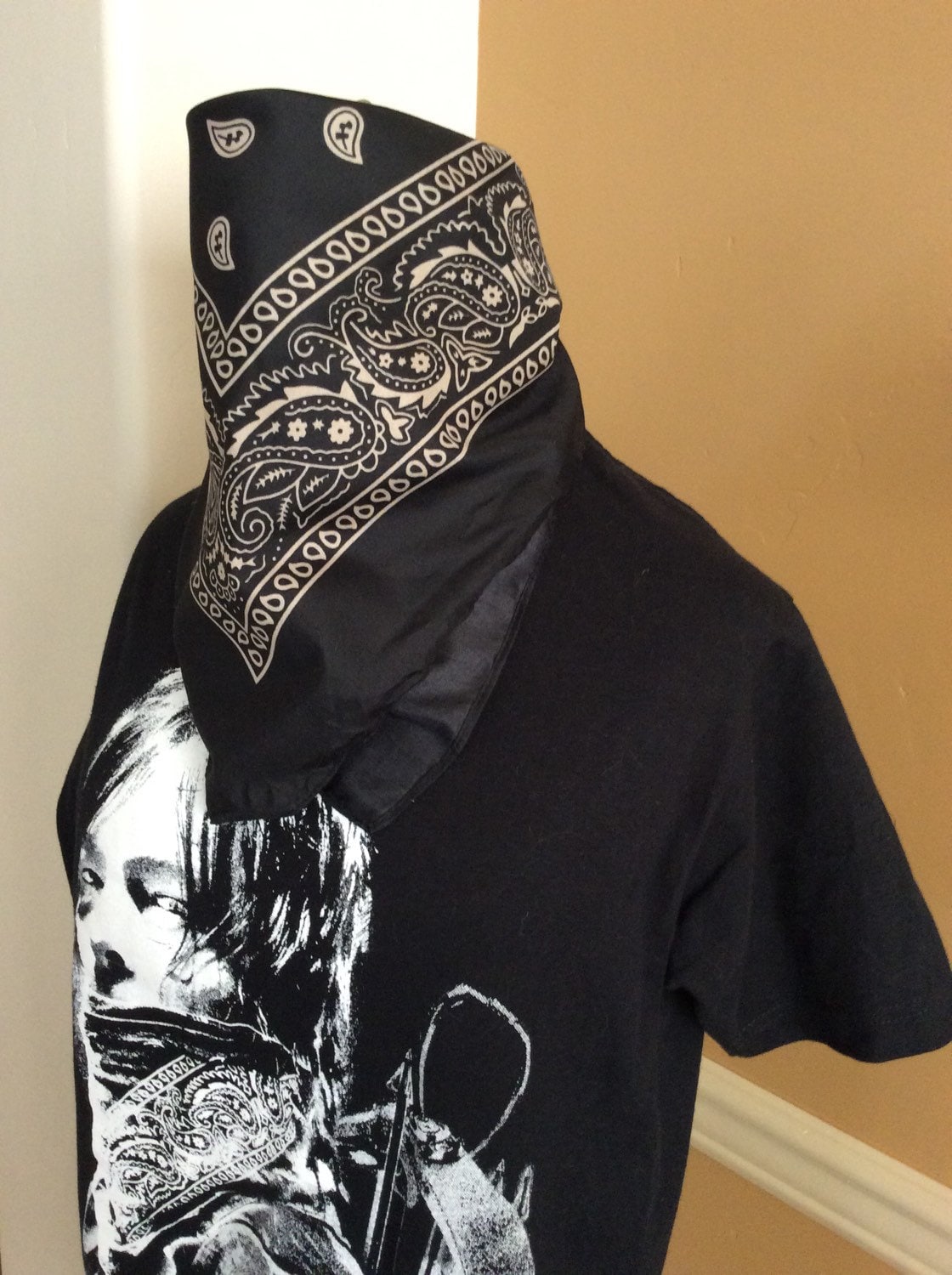 Black Bandana - Daryl Dixon Apocalypse Dirty Black Bandana - Etsy