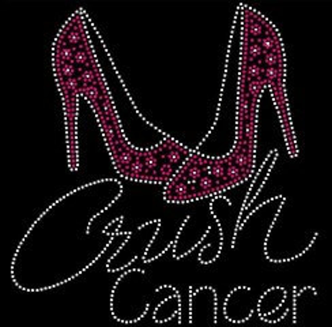 Crush Cancer Breast Cancer Awareness Rhinestone Iron on Transfer DIY ...