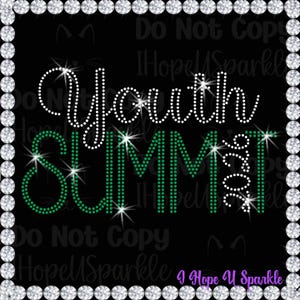 Summit 2026 YOUTH, custom color, iron on for Shirt, Rhinestone Cheer Tee, Cheer rhinestone transfer, Cheer Competition