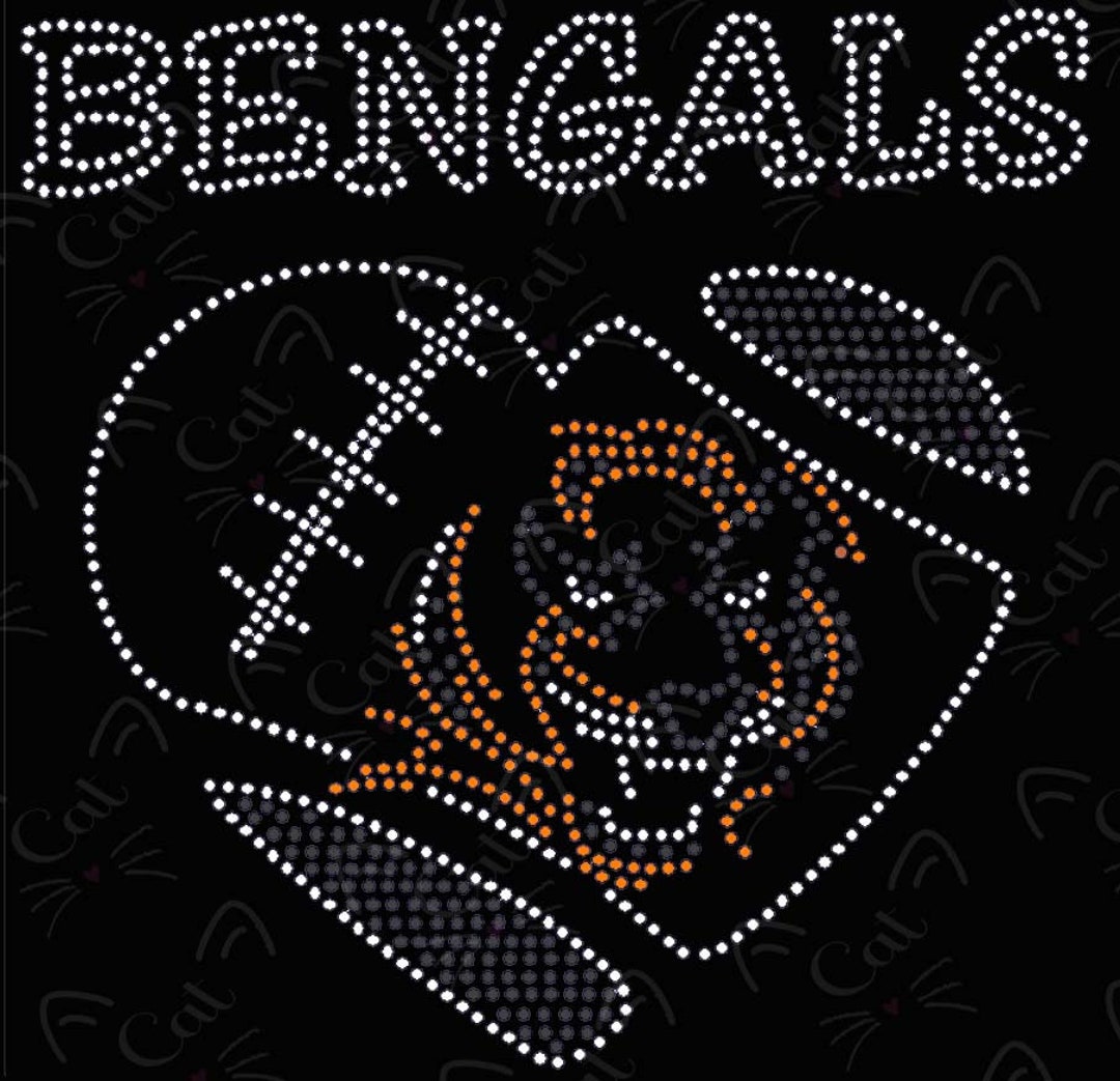 Football Heart Bengals Rhinestone Iron on Transfer - Etsy