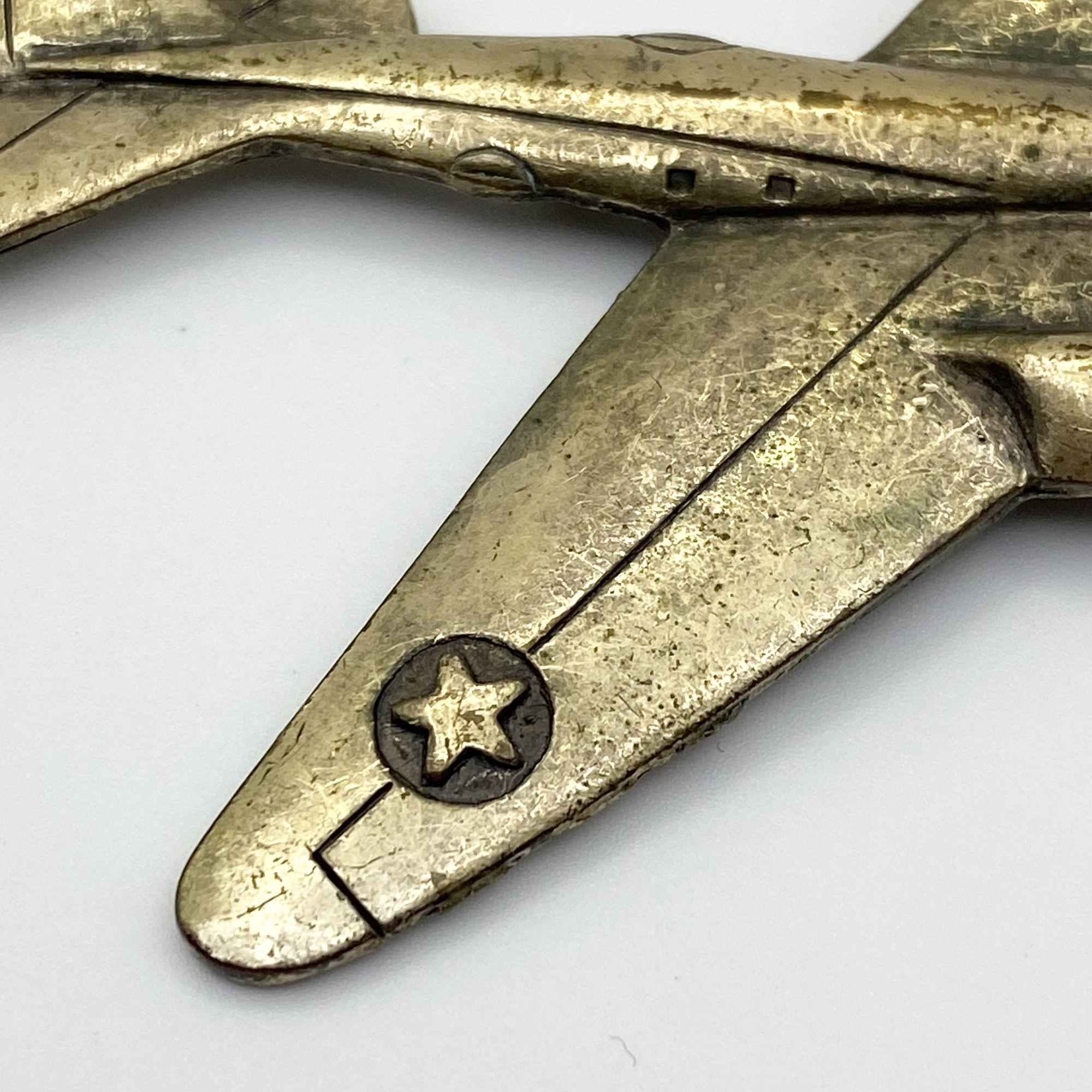 Vintage Brass Military Aircraft Airplane Brooch Pin WWII