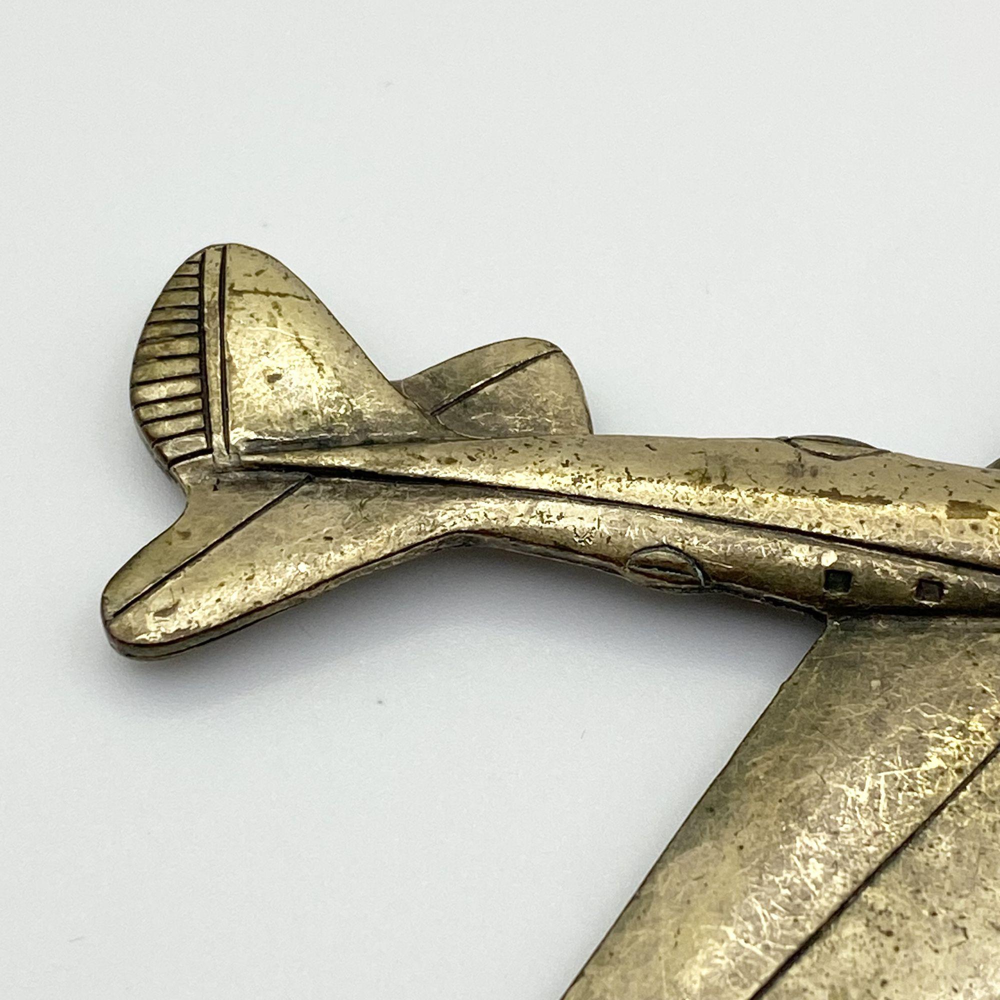 Vintage Brass Military Aircraft Airplane Brooch Pin WWII