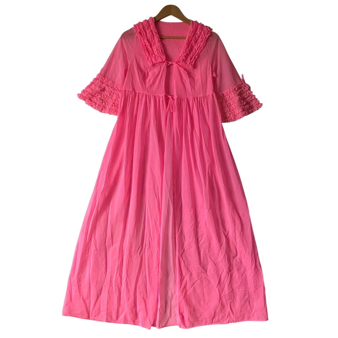 Reworked 1960s Bubblegum Pink Peignoir Duster