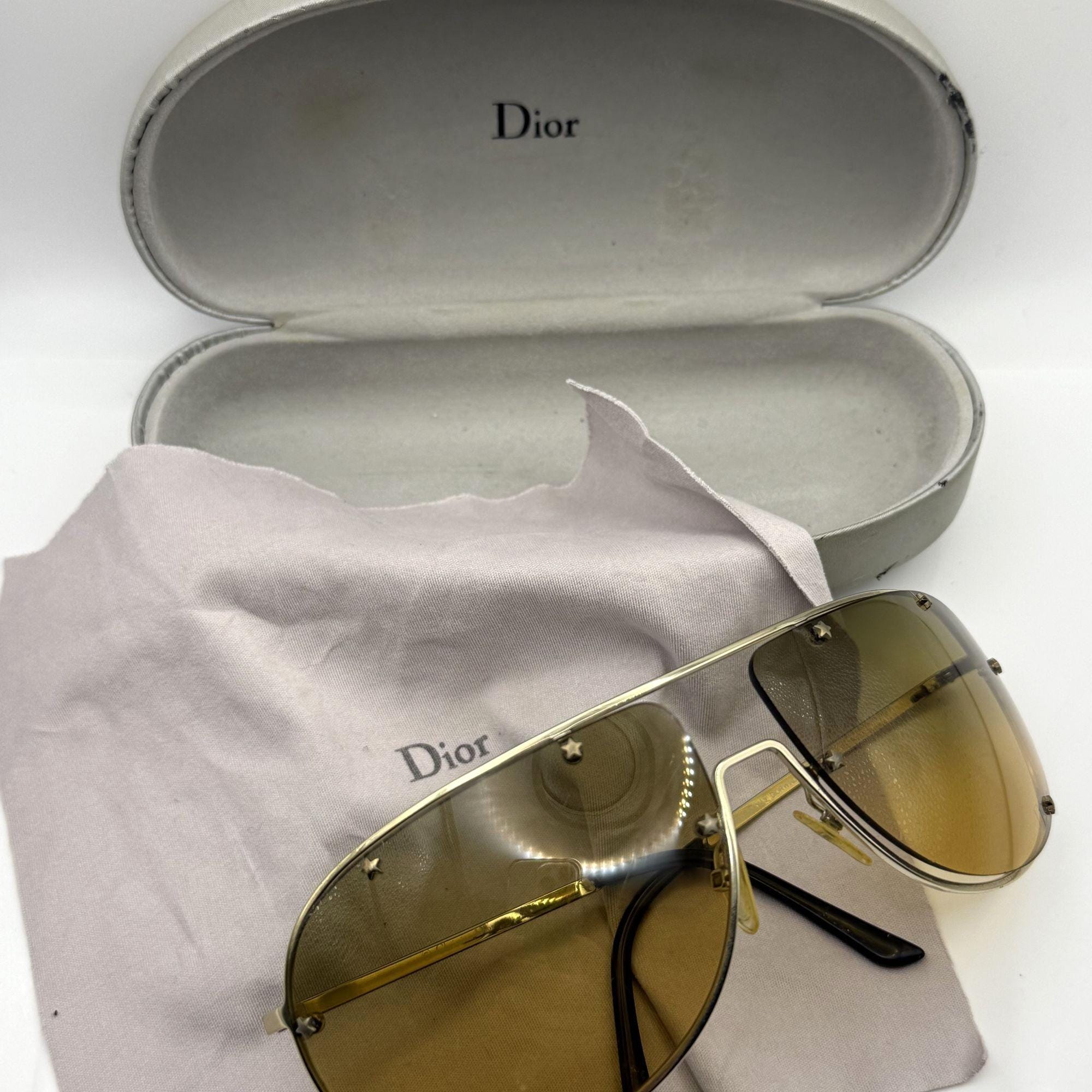 Christian Dior Gold Aviator Sunglasses With Amber Lenses  display picture 2