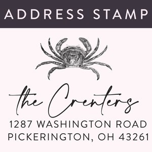 Sea Creature, Crab Address Stamp, Sea Life Return Address Stamp, Custom Self Ink Return Address Stamp or Rubber Wood Stamp, PS305
